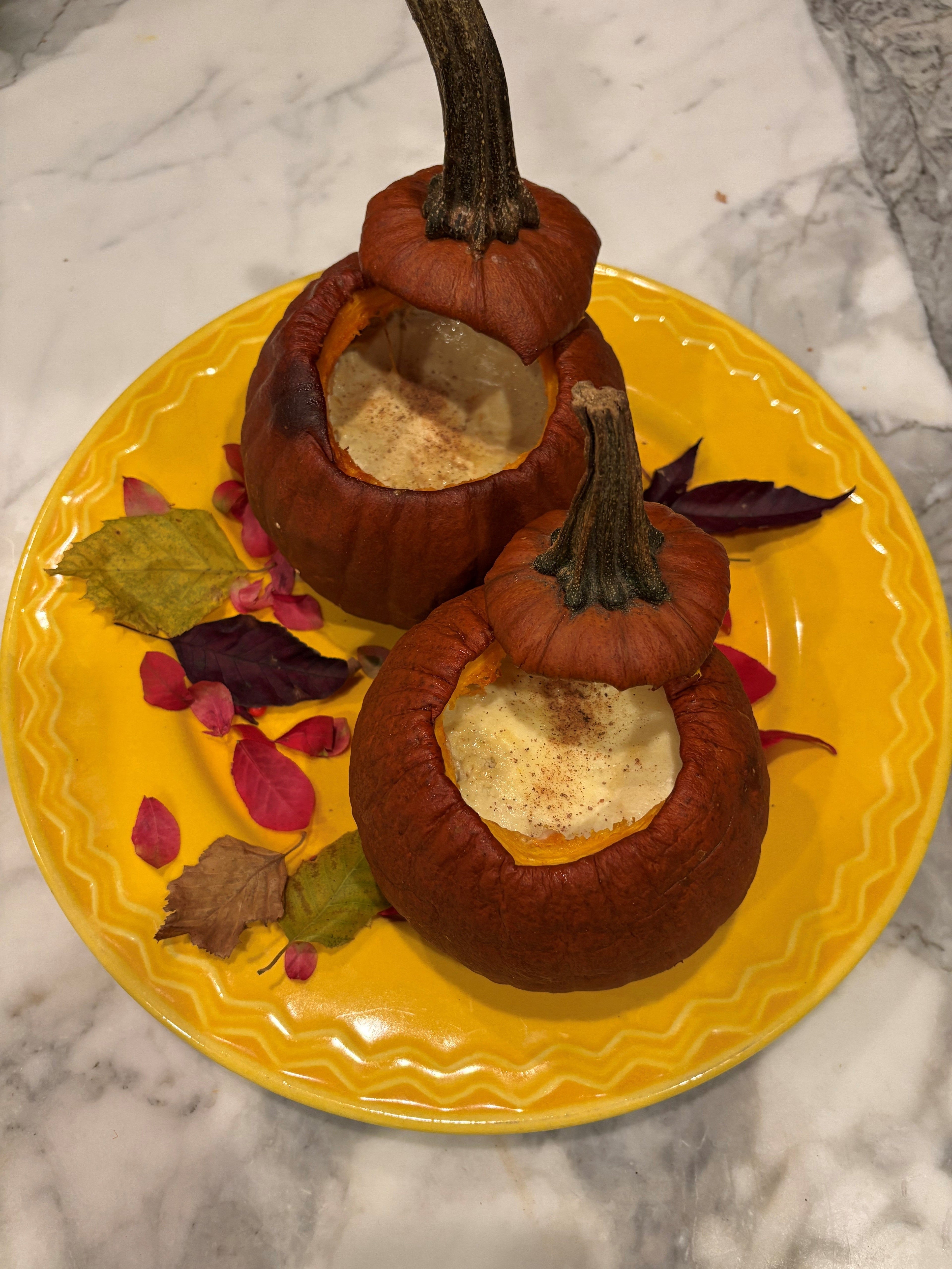 Whole Pumpkin Baked with Vanilla Custard